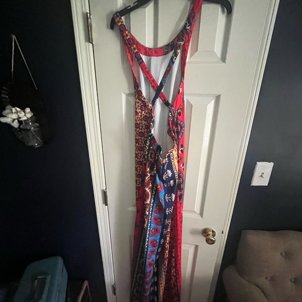 Colorful Maxi Dress with Patterned Stripes - Picture 2 of 2